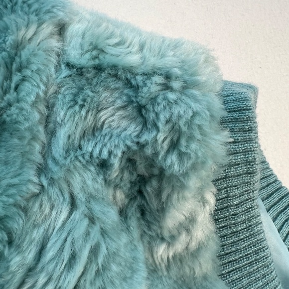 Vintage Y2K Wet Seal Faux Fur Vest Women M Winter Hoodie Plush Zip Pom Poms Cozy - Picture 6 of 14